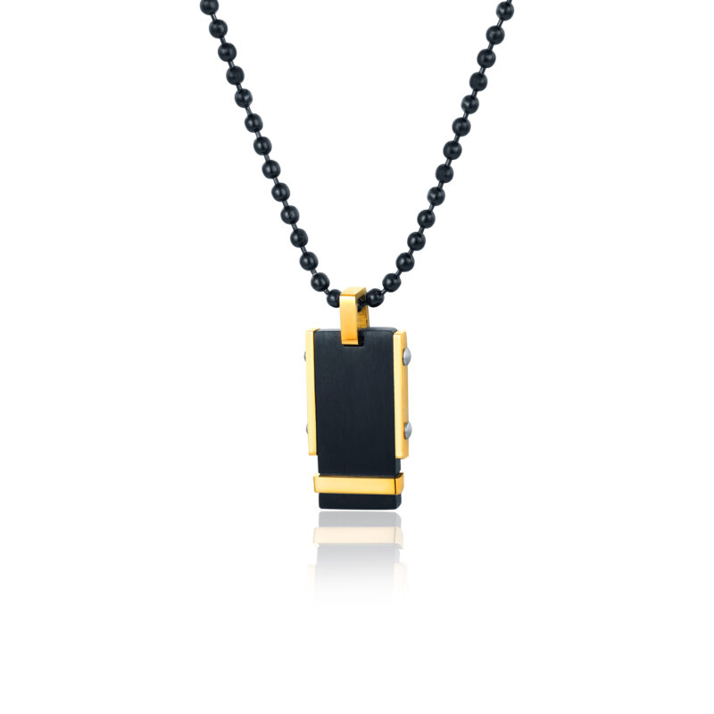 Collana uomo targa nera e pvd oro