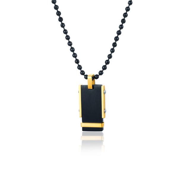 Collana uomo targa nera e pvd oro