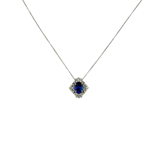 Collana in oro bianco 750% con diamanti e tanzanite