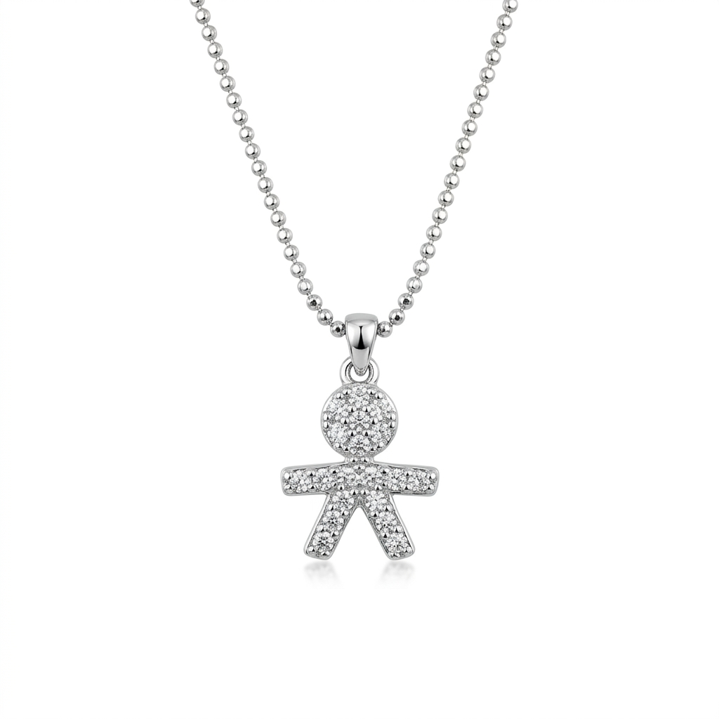 Collana con bimbo zirconato in argento 925%