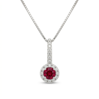 Collana in oro bianco 18 kt con rubino e diamanti