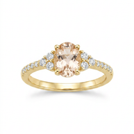 Anello in oro giallo 18 kt con morganite e diamanti