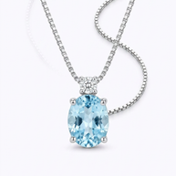 Collana in oro bianco 18 kt con acquamarina e diamante