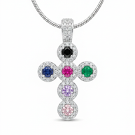 Collana in argento 925% con pendente a forma di croce con zirconi