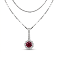 Collana in oro bianco 18 kt con rubino e diamanti