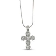 Collana in argento 925% con pendente a forma di croce con zirconi