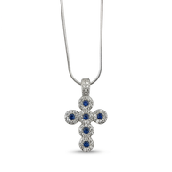 Collana in argento 925% con pendente a forma di croce con zirconi