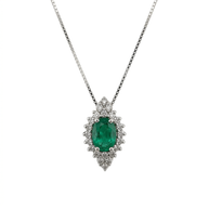 Collana in oro bianco 18 kt con smeraldo e diamanti