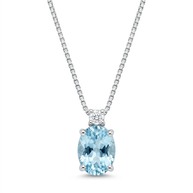 Collana in oro bianco 18 kt con acquamarina e diamante