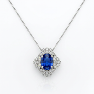 Collana in oro bianco 750% con diamanti e tanzanite