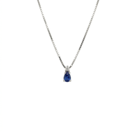 Collana in oro bianco 18 kt con zaffiro a goccia e diamante