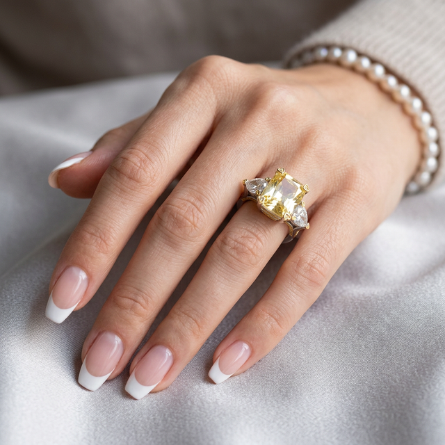 Anello in Argento 925 con zircone giallo