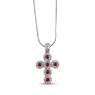 Collana in argento 925% con pendente a forma di croce con zirconi