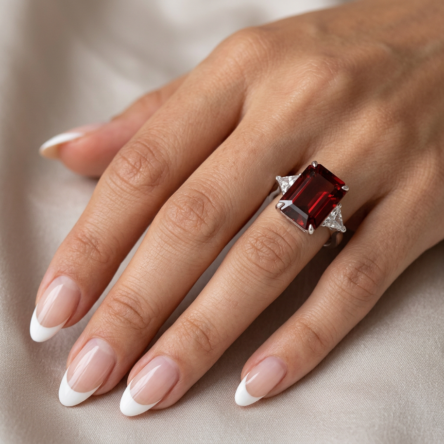 Anello in Argento 925 con zircone rosso