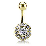 Gioiello per ombelico con zirconi placcato oro
