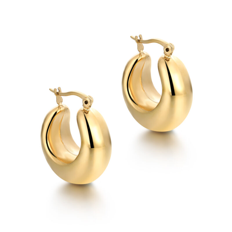 Orecchini bombati in acciaio pvd oro