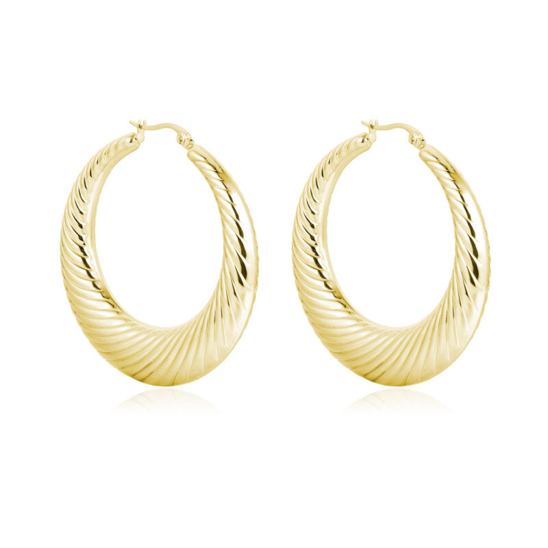 Orecchini cerchio rigato versione pvd oro