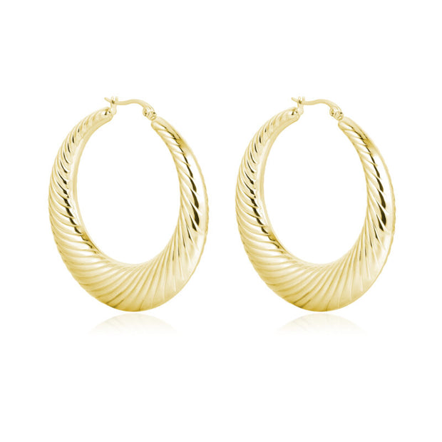 Orecchini cerchio rigato versione pvd oro