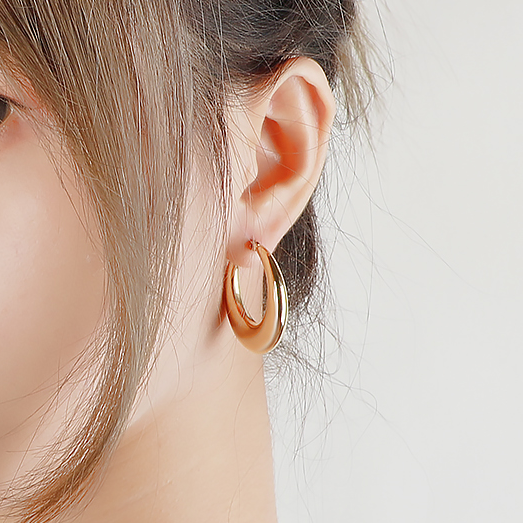 Orecchini Cerchio Bombato in acciaio pvd Oro