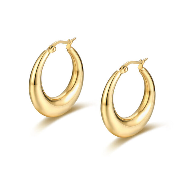 Orecchini Cerchio Bombato in acciaio pvd Oro