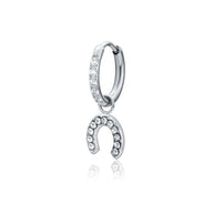 Orecchino pendente ferro di cavallo con cristalli bianchi