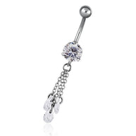 Gioiello per ombelico con tre catene e cristalli di zirconi