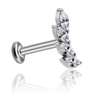 Piercing in acciaio con foglie di zirconi