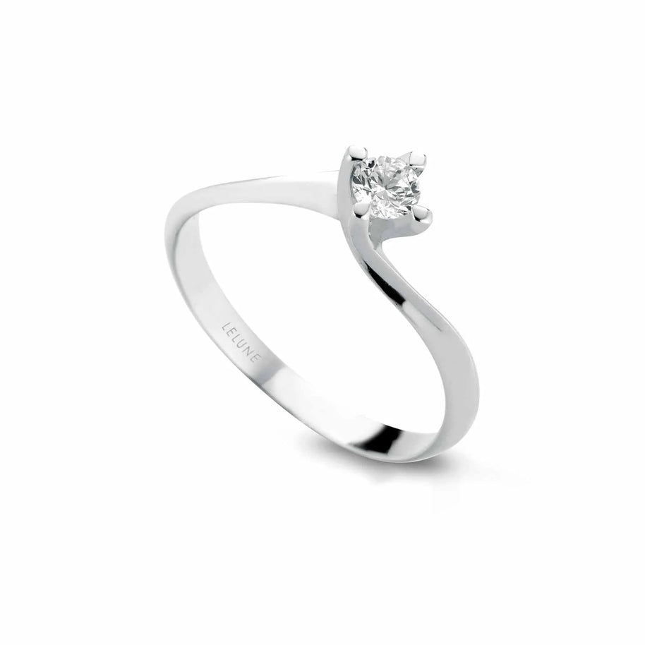Anello solitario valentine in oro bianco 18kt e diamante