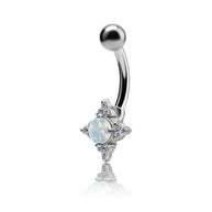 Piercing per ombelico con opale e cristallo