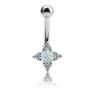 Piercing per ombelico con opale e cristallo