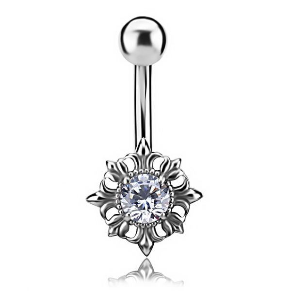 Gioiello per ombelico con sole e cristalli