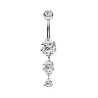 Gioiello per piercing pendente con 3 cristalli
