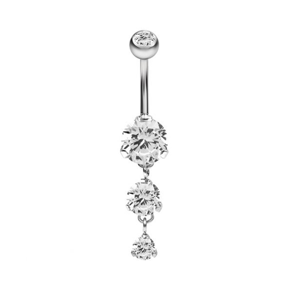 Gioiello per piercing pendente con 3 cristalli