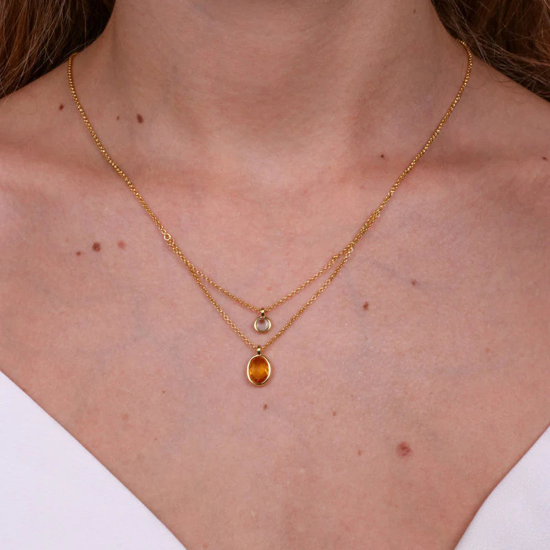 Collana in Argento 925% doppio con zircone pendente