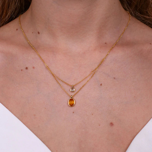 Collana in Argento 925% doppio con zircone pendente