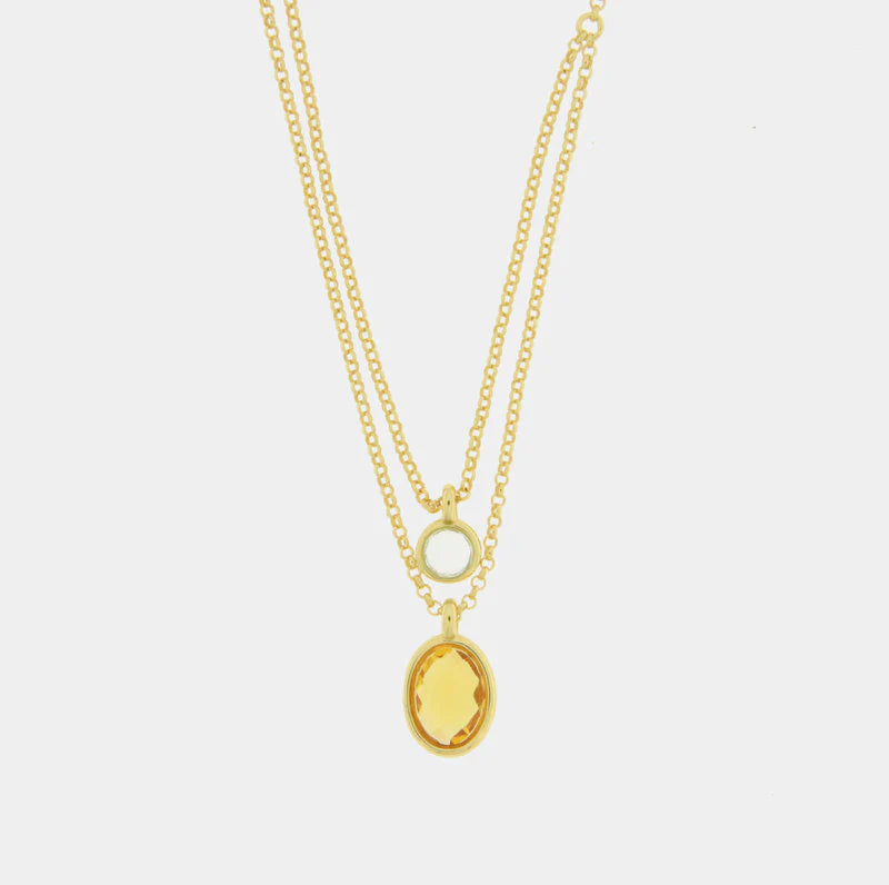 Collana in Argento 925% doppio con zircone pendente