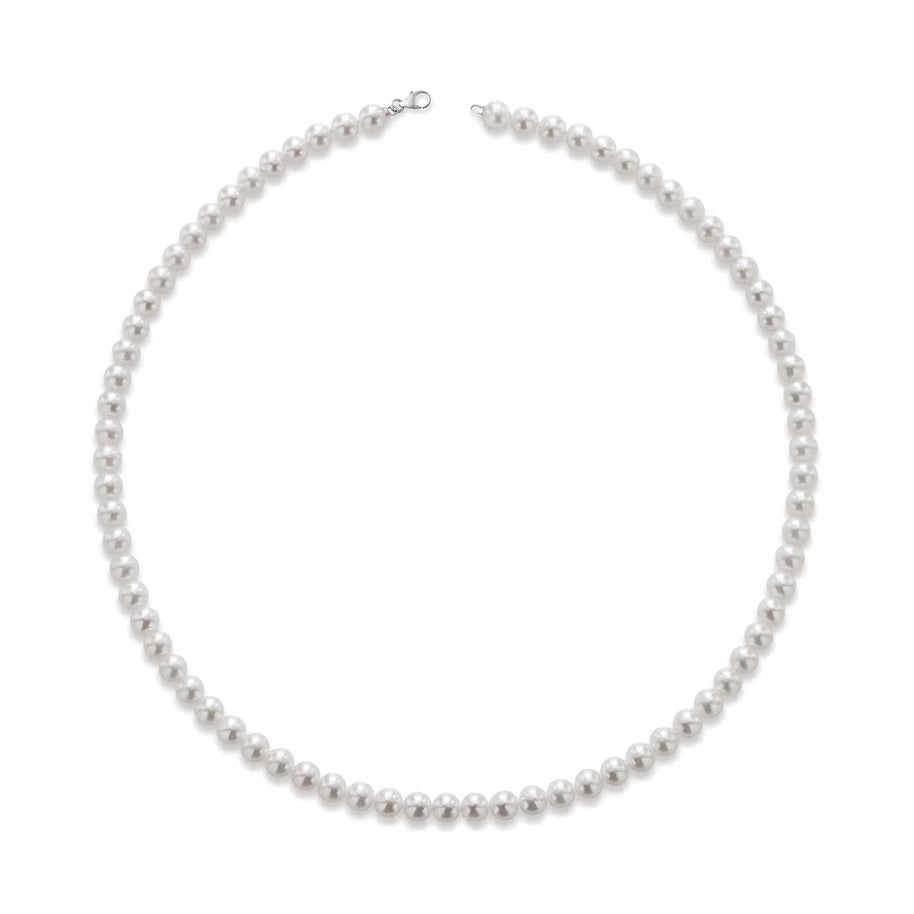 Collana di perle 6,5/7 con chiusura in oro bianco 750%