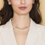 Collana di perle 5,5/6 con chiusura in oro bianco 750%