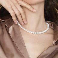 Collana di perle 7,5/8 mm con chiusura in oro bianco 750%