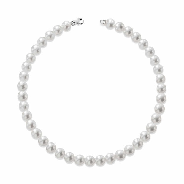 Collana di perle 7,5/8 mm con chiusura in oro bianco 750%