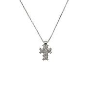Collana in oro bianco 18 kt con pendente a forma di croce e diamanti