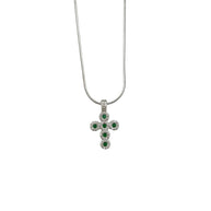 Collana in argento 925% con pendente a forma di croce con zirconi
