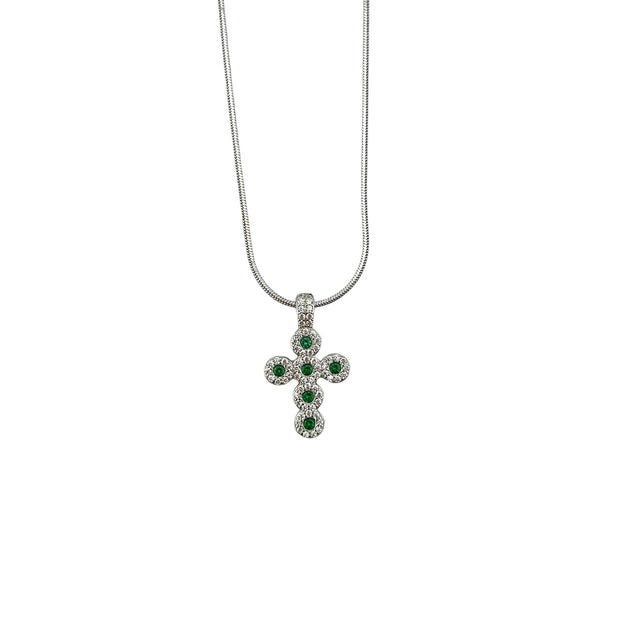 Collana in argento 925% con pendente a forma di croce con zirconi