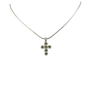 Collana in argento 925% con pendente a forma di croce con zirconi