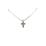 Collana in argento 925% con pendente a forma di croce con zirconi