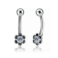 Piercing per ombelico con fiore in acciaio