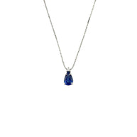 Collana in oro bianco 18 kt con zaffiro a goccia e diamante