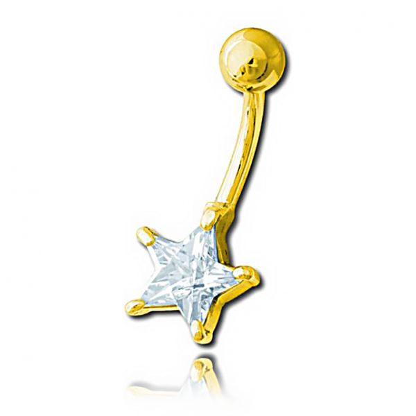 Gioiello per ombelico con stella Acciaio Placcato Oro 24k - PVD
