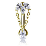 Gioiello per ombelico reverse con fiore di loto placcato oro 24 kt