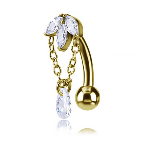 Gioiello per ombelico reverse con fiore di loto placcato oro 24 kt